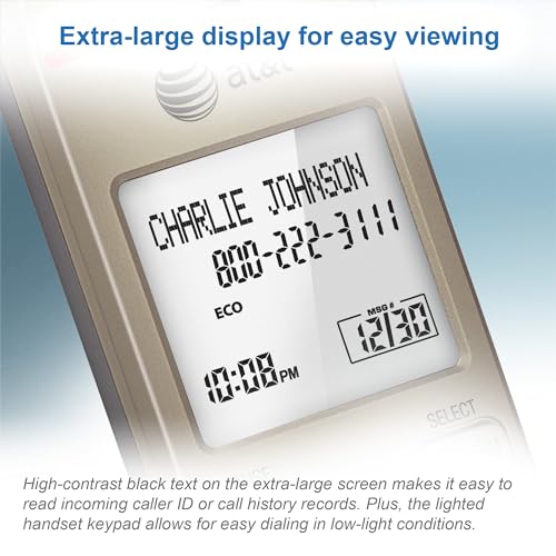 Cordless Phone with Answering System and Extra-large Backlit Keys J9708