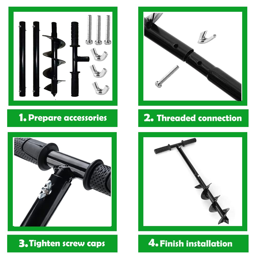 Hand Auger Post Hole Digger, 32-Inch Earth Drill with Non-Slip Handle K861424