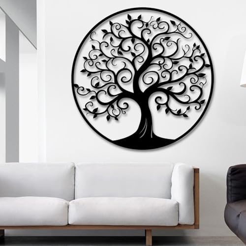 rumloch Tree of Life Wall Art,Tree of Life Wall Decor,Metal Tree Wall Art,Circle of Life Metal Tree Wall Art,Dining,Bedroom Living,Room Decor for Wall (47×47 cm/19"×19" in, Style 1)