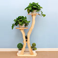 Multi-Tier Wooden Flower Stand Plant Shelf, Garden Balcony Decoration Stand (C)