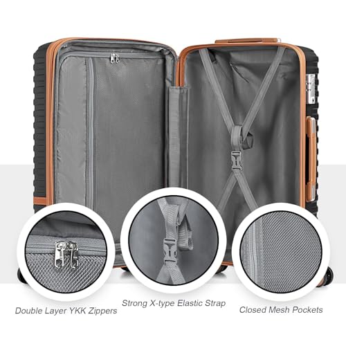 Expandable Carry-On Luggage Set, Lightweight Hard Shell 20 Inch with Spinner Wheels M12570