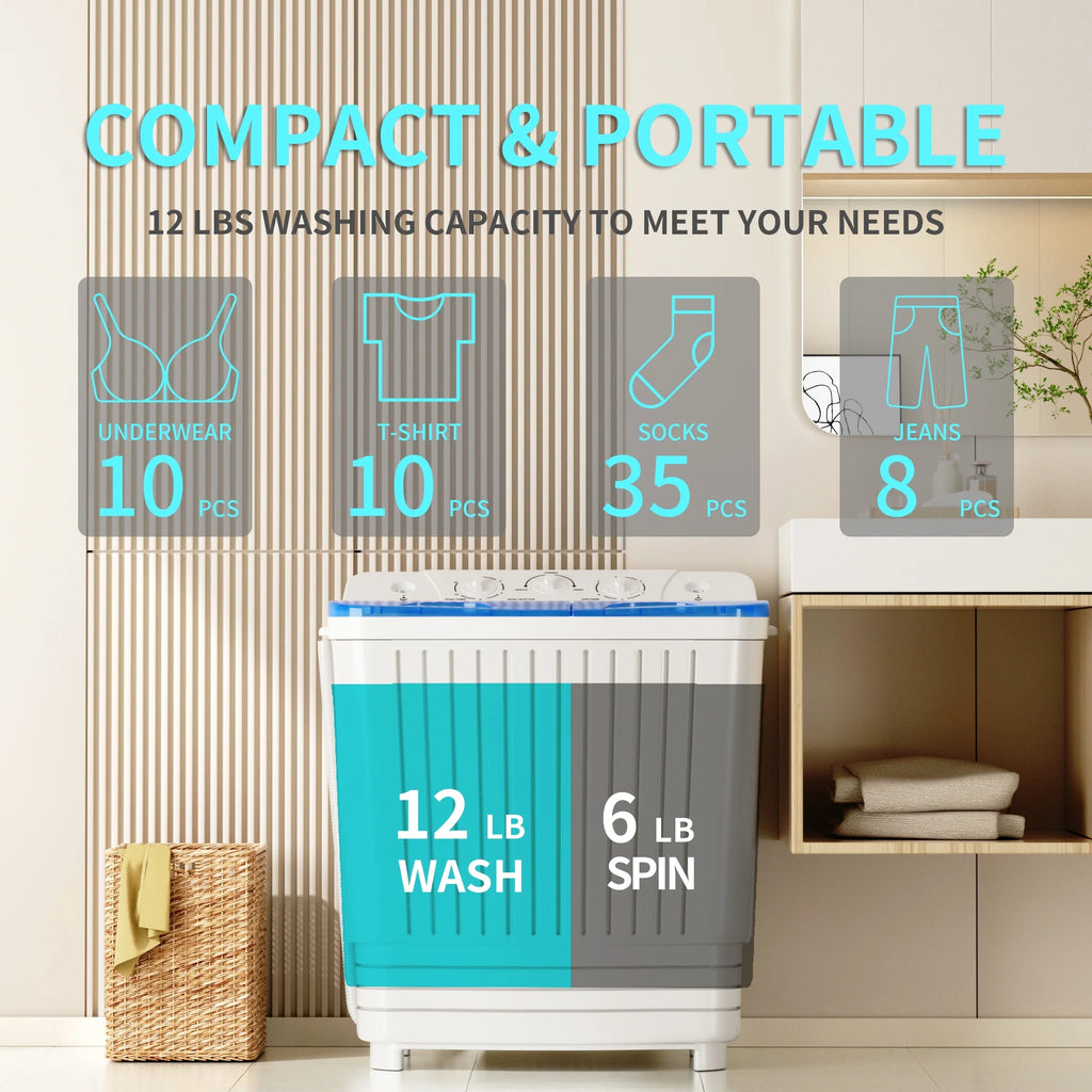 Portable Twin Tub Washer & Dryer Combo, 2.33 cu.ft., Blue V943121
