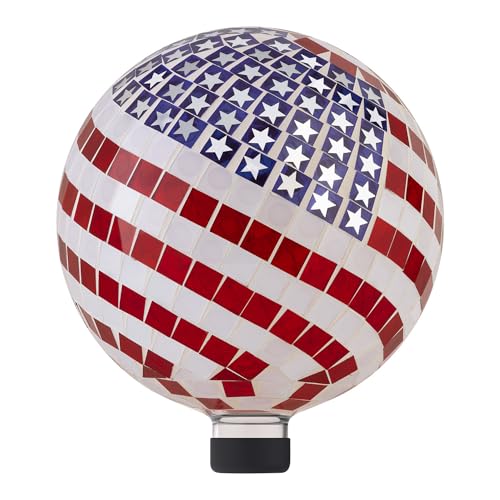 Patriotic Glass Mosaic Gazing Globe for Yard Decor M514