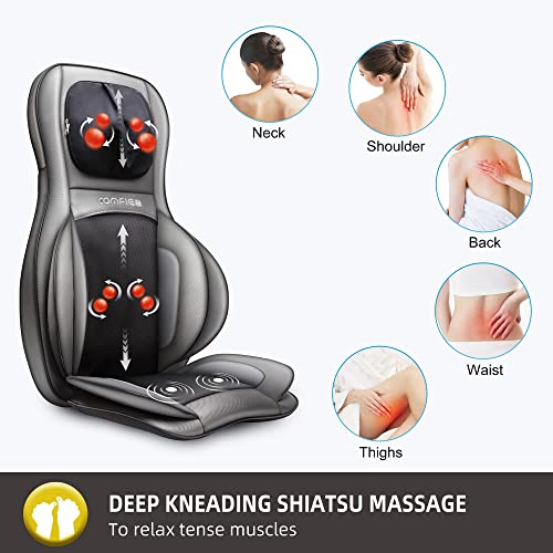 Shiatsu Neck Back Massager with Heat, 3D Kneading Massage Chair Pad, Adjustable Neck Massage, Seat Massager for Full Body Relaxation, Dark Gray D921543