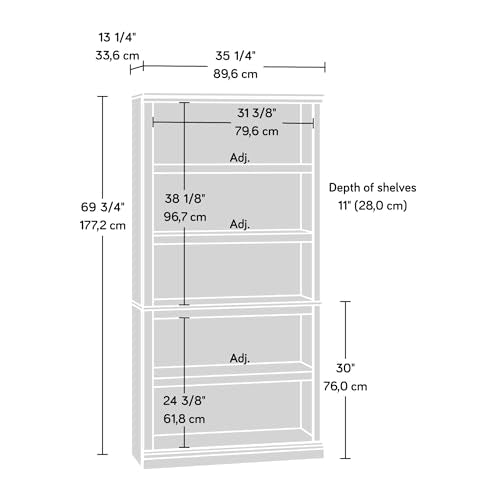 5 Tier Book Shelf Wooden Bookcase for Home Office Living Room C105