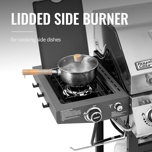 5 Burner Propane Gas Grill with Side Burner and Sear Burner, Cart Style BBQ Grill C4711
