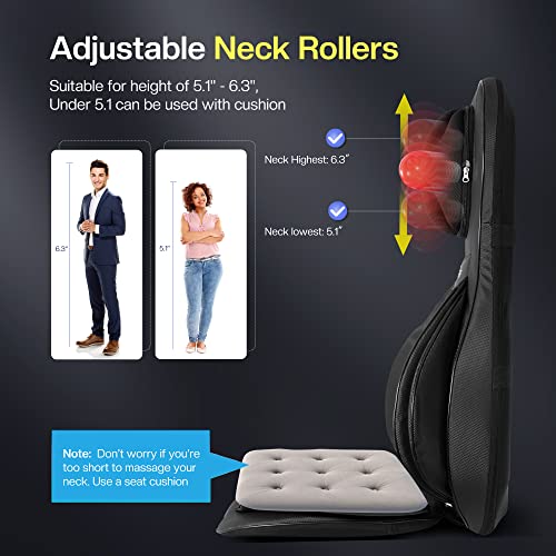 Shiatsu Neck Back Massager with Heat, 3D Kneading Massage Chair Pad, Adjustable Neck Massage, Seat Massager for Full Body Relaxation, Dark Gray D921543