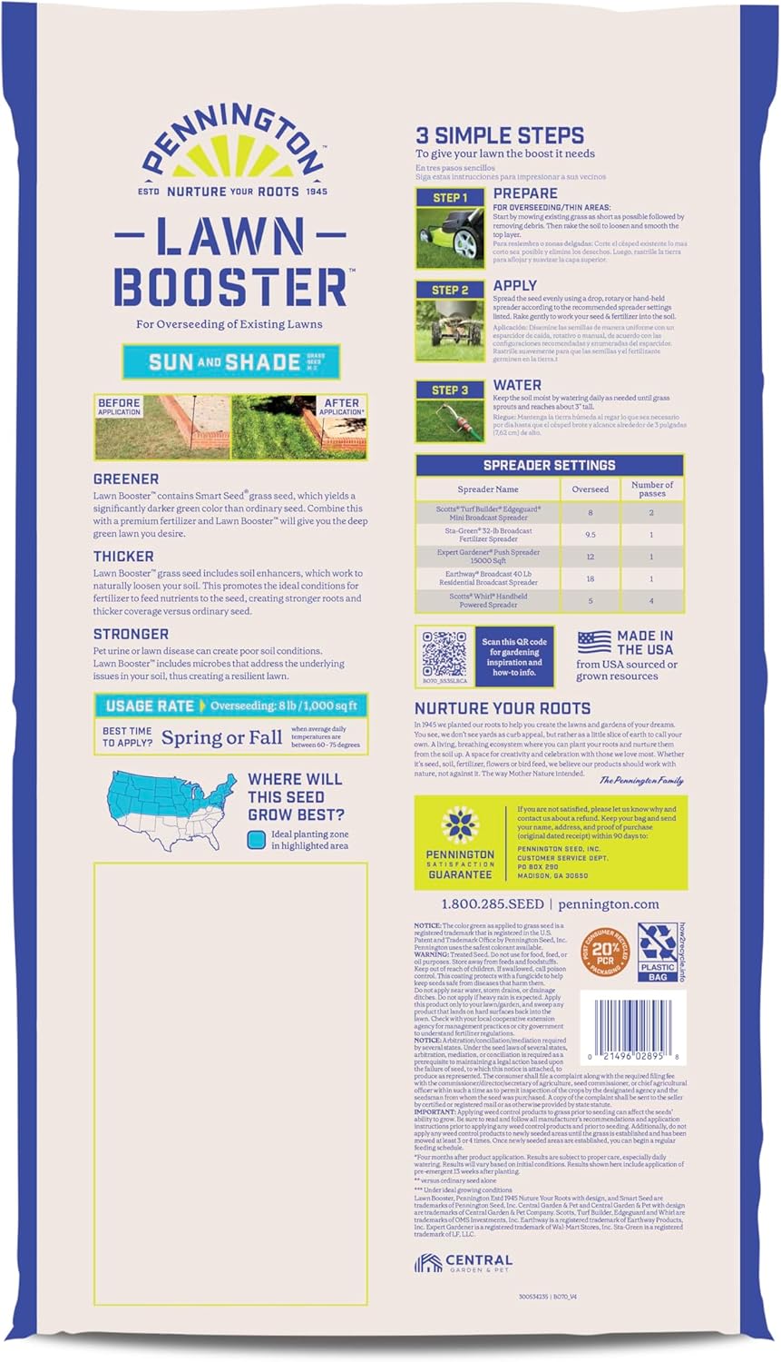 Lawn Booster Sun & Shade Grass Seed Mix, 35 lb S83292