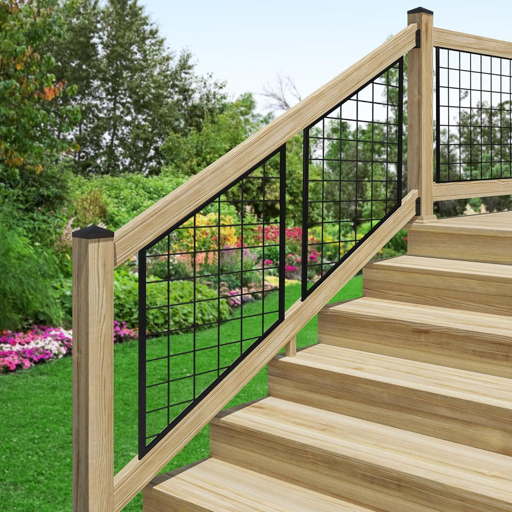 Pressure-Treated Pine Stair Rails with Black Brackets W6455