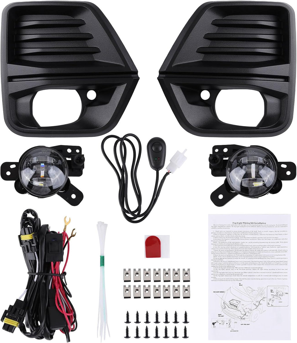 Fog Lights Kit Compatible for 2023 2024 Chevy Colorado Front Bumper LED Fog Light with Fog Light Cover and Wire Harness, Fog Lamps Assembly Driver & Passenger Side