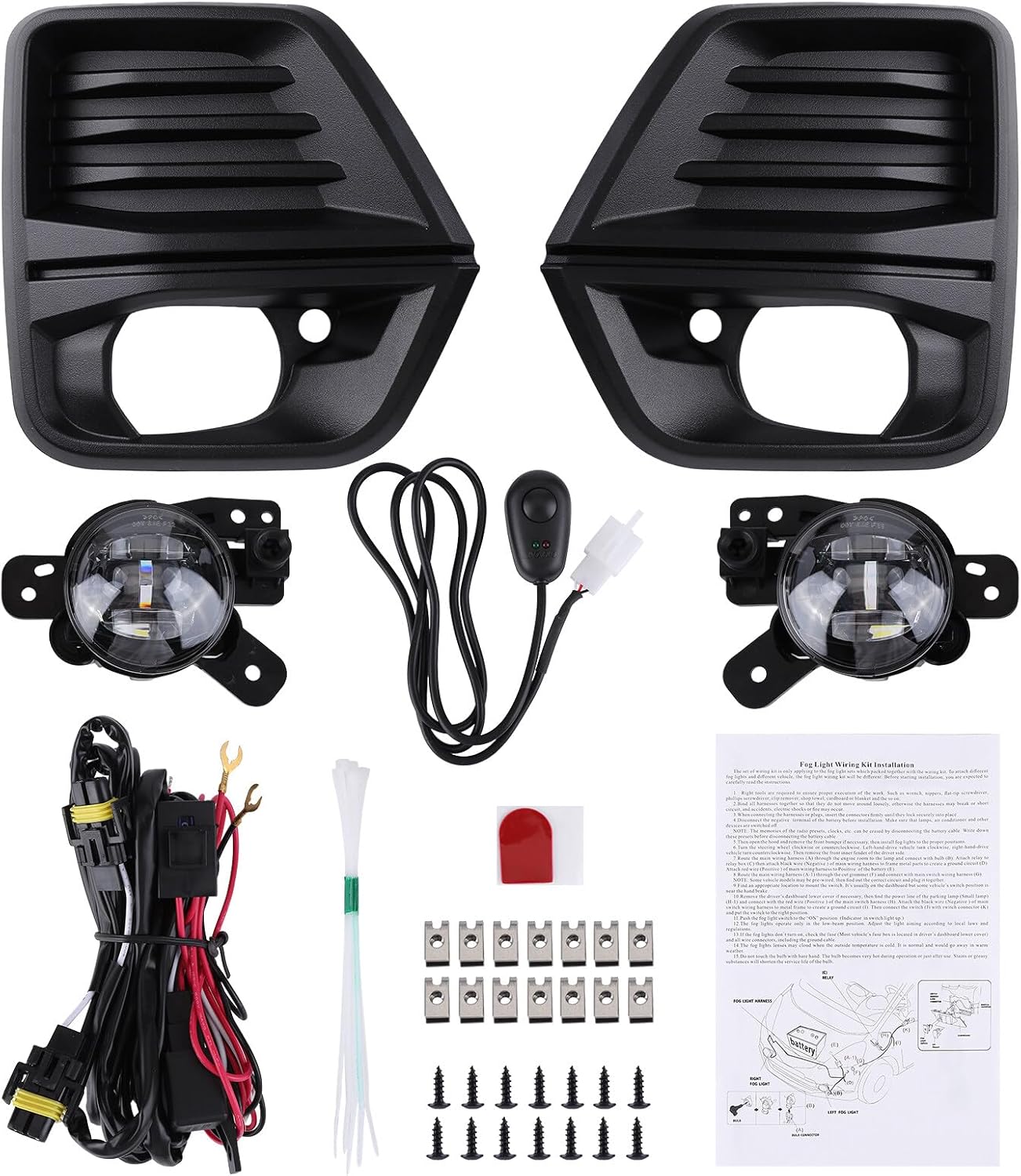 Fog Lights Kit Compatible for 2023 2024 Chevy Colorado Front Bumper LED Fog Light with Fog Light Cover and Wire Harness, Fog Lamps Assembly Driver & Passenger Side