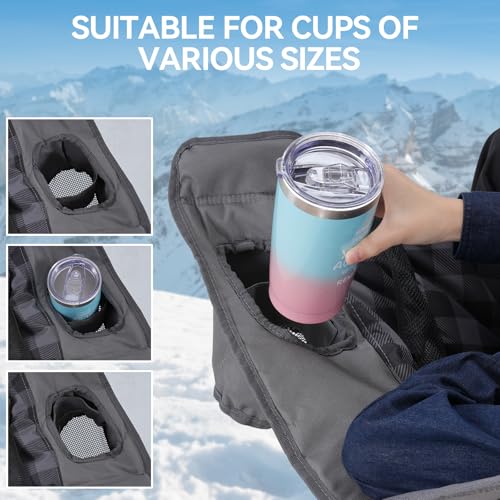 Padded Double Camping Chair for 2 Person with Cup Holders, Grey Y59052