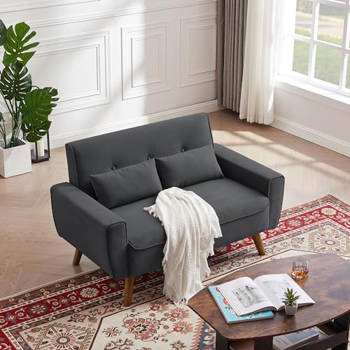 Mid Century Modern Loveseat Sofa with Wood Legs Z78752