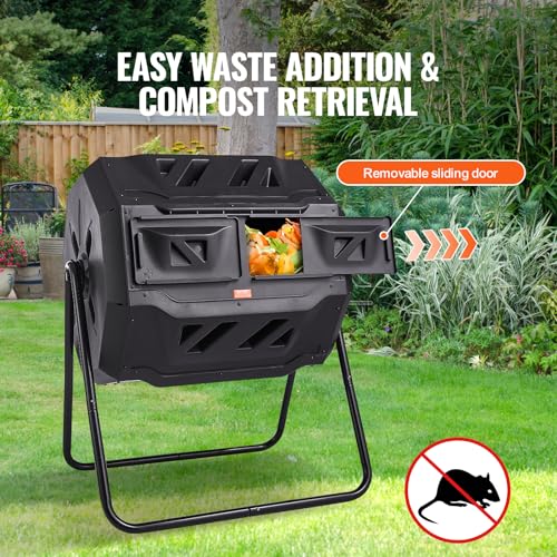 Dual Chamber Composting Tumbler with Steel Frame, 43 Gal D4253