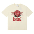 Rhude Sausalito Laurel Crest Varsity Logo Cream Oversized T‑Shirt